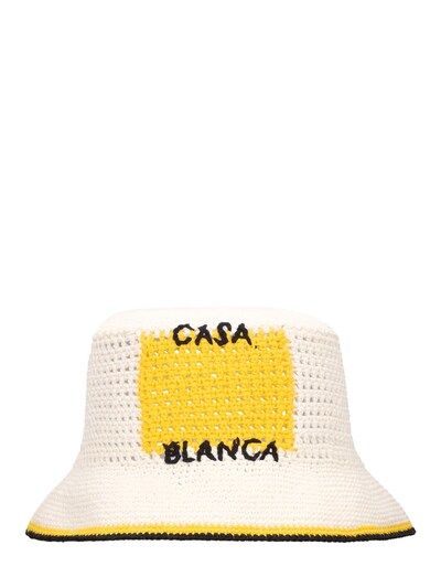 Casablanca - Logo cotton crochet hat - Yellow | Luisaviaroma | Luisaviaroma