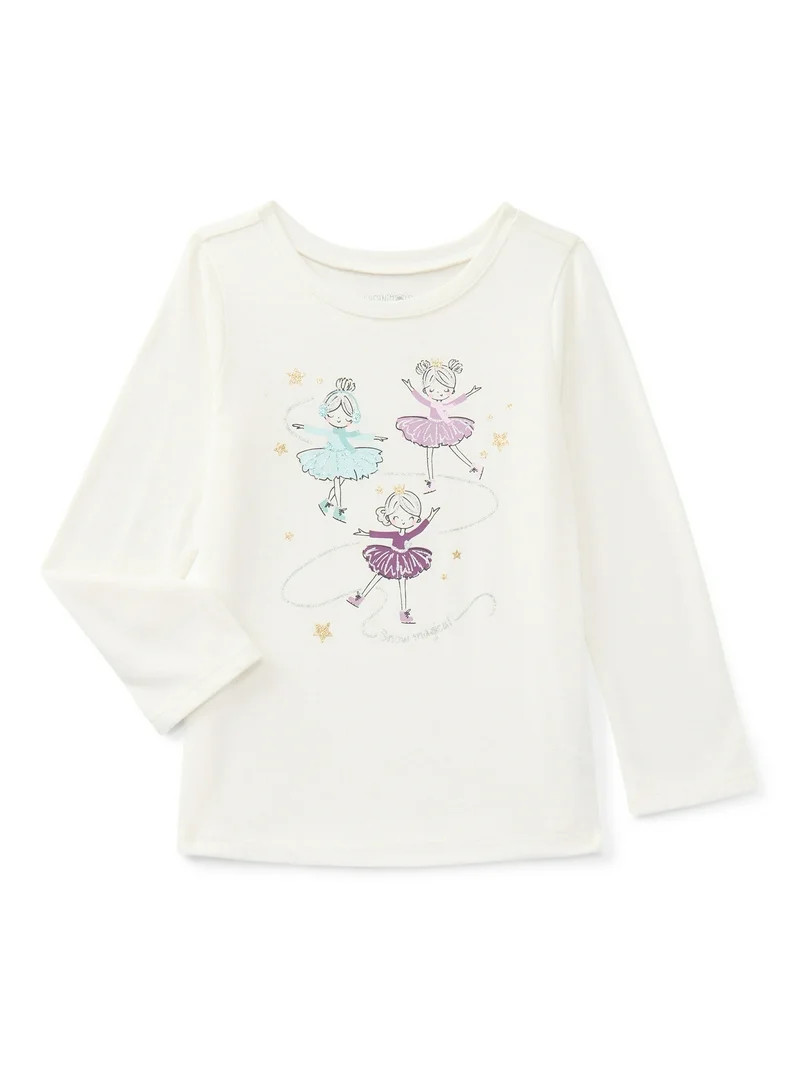 Garanimals Toddler Girls Holiday Graphic Tee with Long Sleeves, Sizes 18M-5T | Walmart (US)