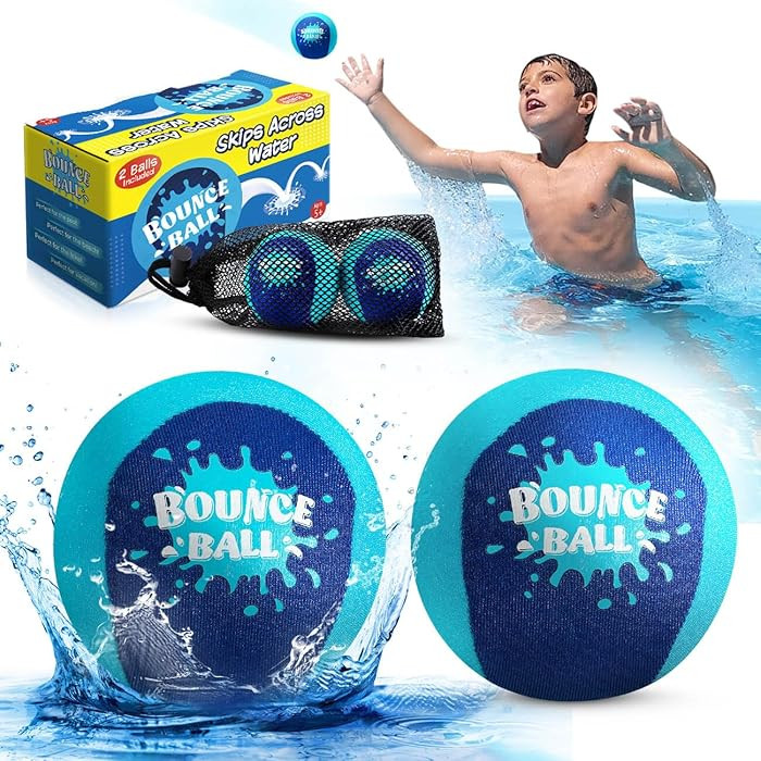 Bambilo Water Skipping Ball | 2-Pack Bounce Balls | Water Bouncing Beach Balls & Grip Ball | Pool... | Amazon (US)