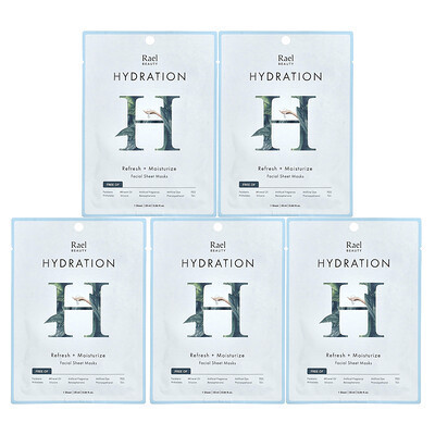 Rael, Beauty, Hydration Facial Beauty Sheet Masks, 5 Sheets, 0.84 fl oz (25 ml) Each | iHerb