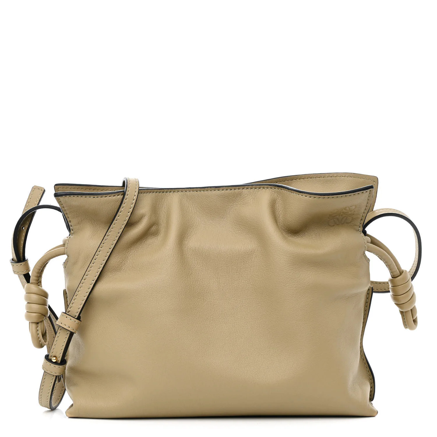 Calfskin Mini Flamenco Knot Clutch Clay Green | FASHIONPHILE (US)