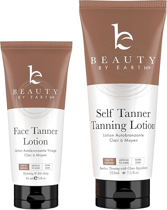 Self Tanner Face & Body - With Organic Aloe Vera & Shea Butter, Sunless Tanning Lotion, Bronzer B... | Amazon (US)