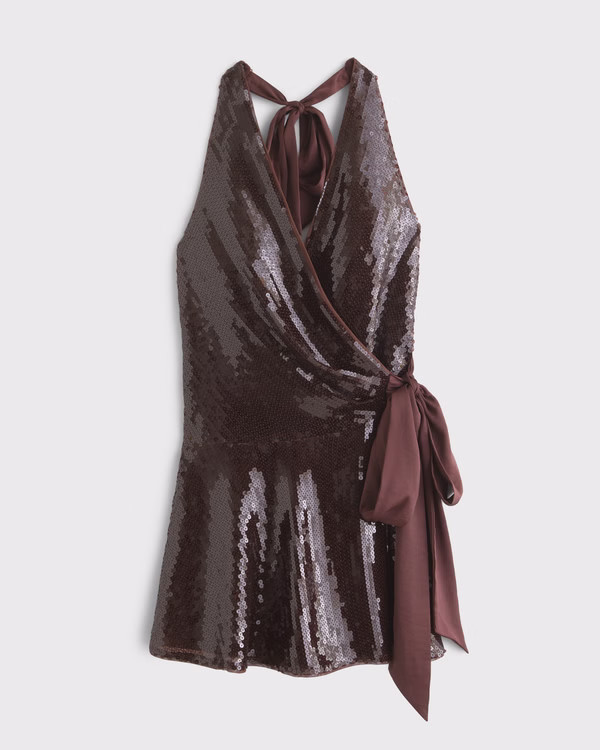 Sequin Wrap Mini Dress | Abercrombie & Fitch (US)