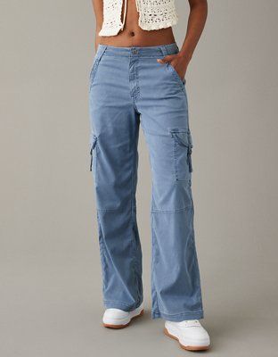 AE Dreamy Drape Stretch Super High-Waisted Cargo Baggy Wide-Leg Pant | American Eagle Outfitters (US & CA)