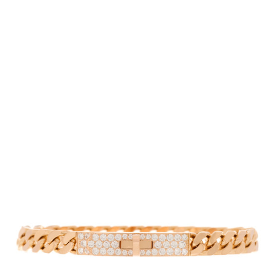 HERMES 18K Rose Gold Diamond PM Kelly Gourmette Bracelet SH | FASHIONPHILE | FASHIONPHILE (US)