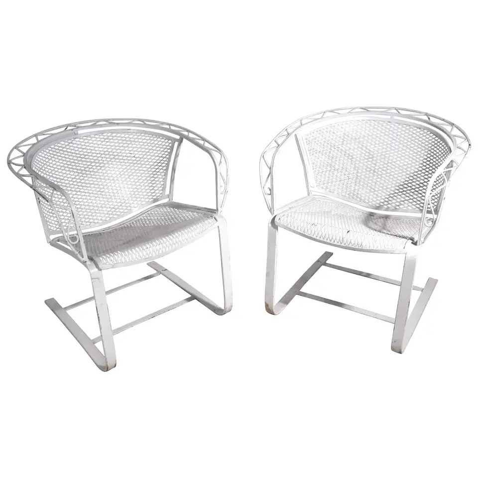 Pr Cantilevered Garden Patio Poolside Chairs by Salterini | 1stDibs