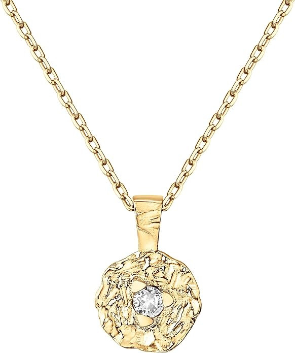 PAVOI 14K Gold Plated Engraved Coin Pendant | Byzantine Coin Necklace | Bohemian Necklace | Amazon (US)