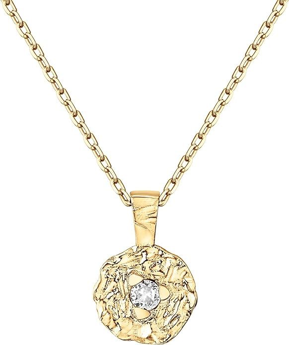 PAVOI 14K Gold Plated Engraved Coin Pendant | Byzantine Coin Necklace | Bohemian Necklace | Amazon (US)