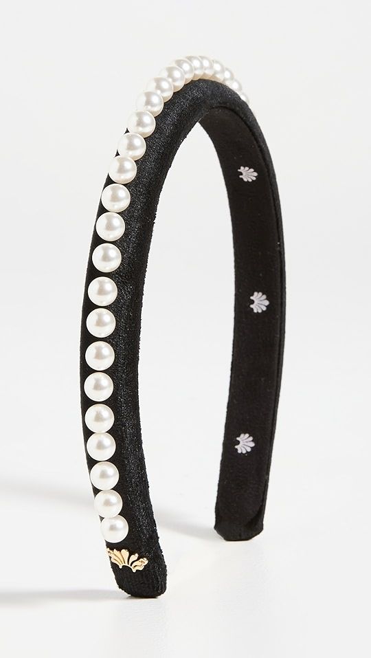 Lele Sadoughi Pearl Embellished Velvet Gigi Headband | SHOPBOP | Shopbop