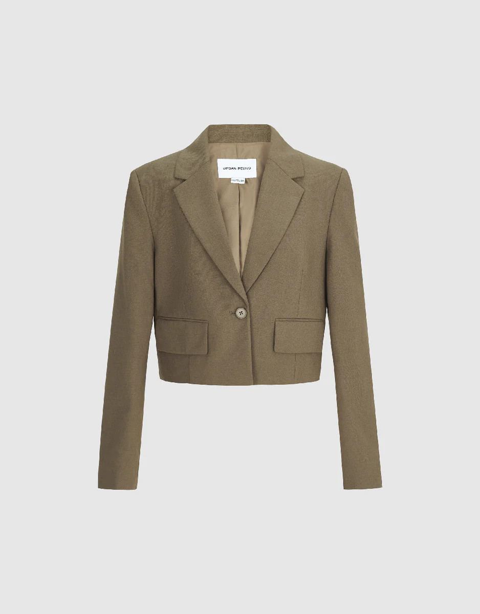 Cropped Notch Lapel Blazer | Urban Revivo