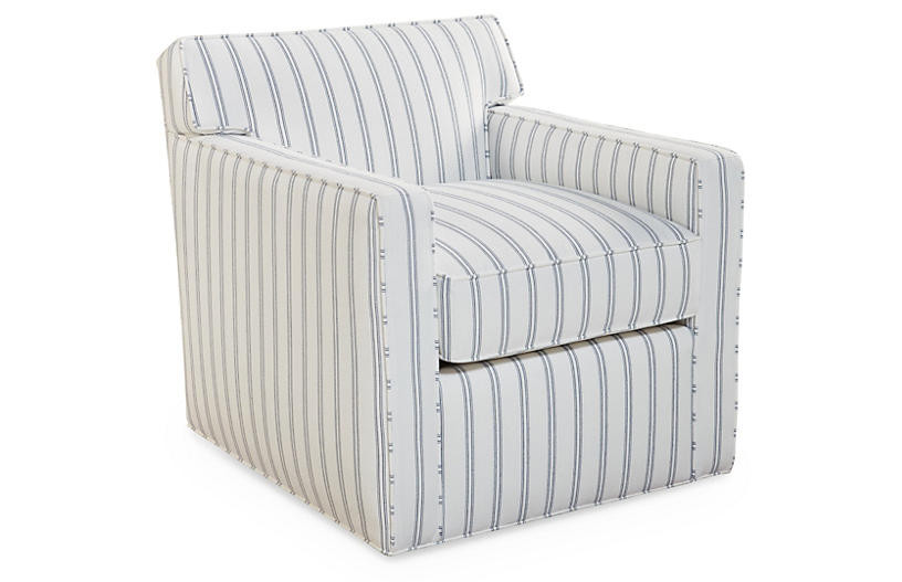Kelton Swivel Chair, Striped Sunbrella | One Kings Lane