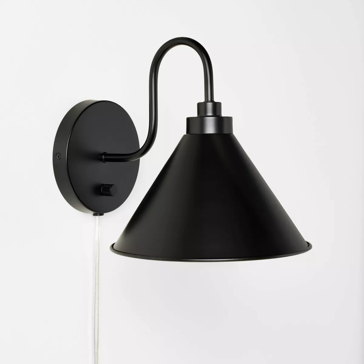 Curved Neck Wall Sconce with Metal Shade Black - Threshold™ designed with Studio McGee: Modern ... | Target