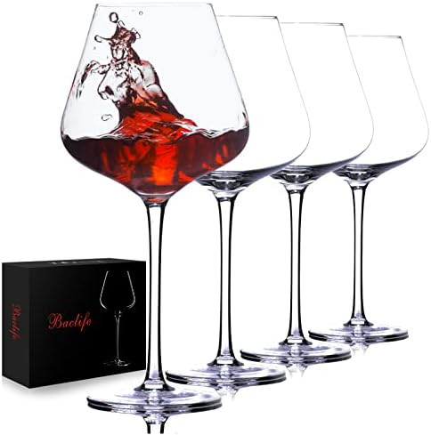 BACLIFE Hand Blown Red Wine Glasses Set of 4 – 23 oz Burgundy Wine Glasses With Long Stem – L... | Amazon (US)