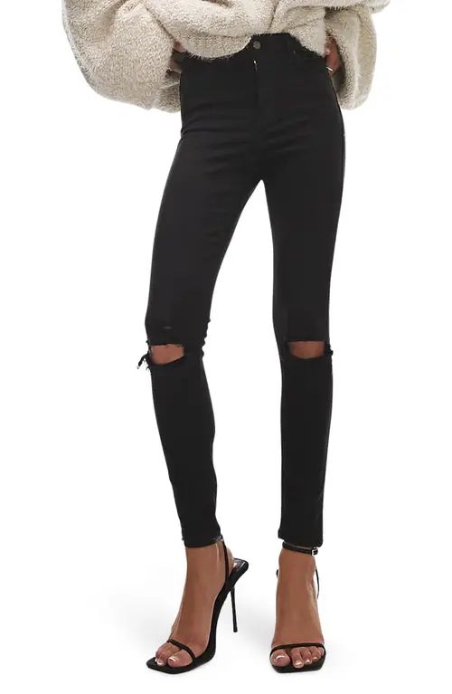 Topshop Austin Jame Moto Rip Jeans in Black at Nordstrom, Size 30 28 | Nordstrom