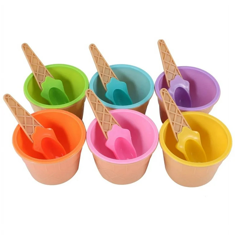 6Pcs Ice Cream Bowl Set Different Color Spoon Tableware Children Cartoon | Walmart (US)
