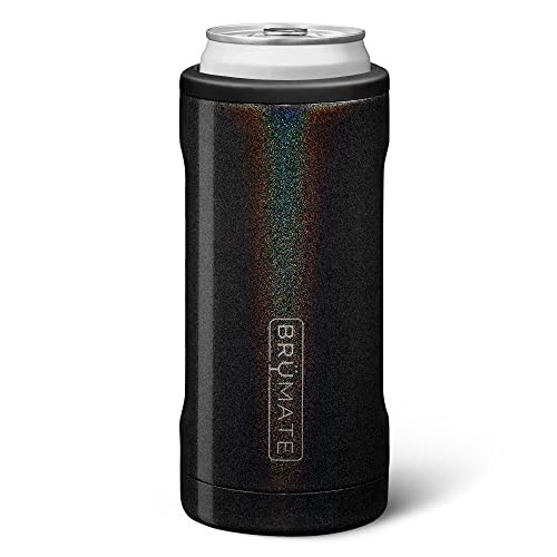 BrüMate Hopsulator Slim Can Cooler Insulated for 12oz Slim Cans | Skinny Can Insulated Stainless Steel Drink Holder for Hard Seltzer, Beer, Soda, and Energy Drinks (Glitter Charcoal) | Amazon (US)