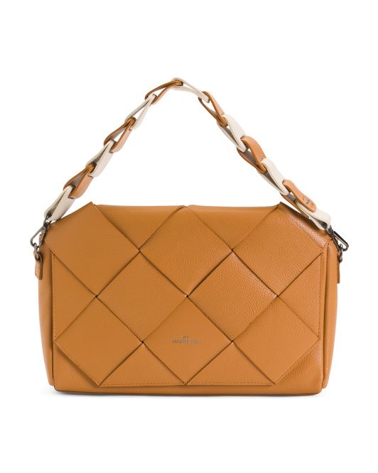 Made In Italy Leather Woven Flap Crossbody | TJ Maxx