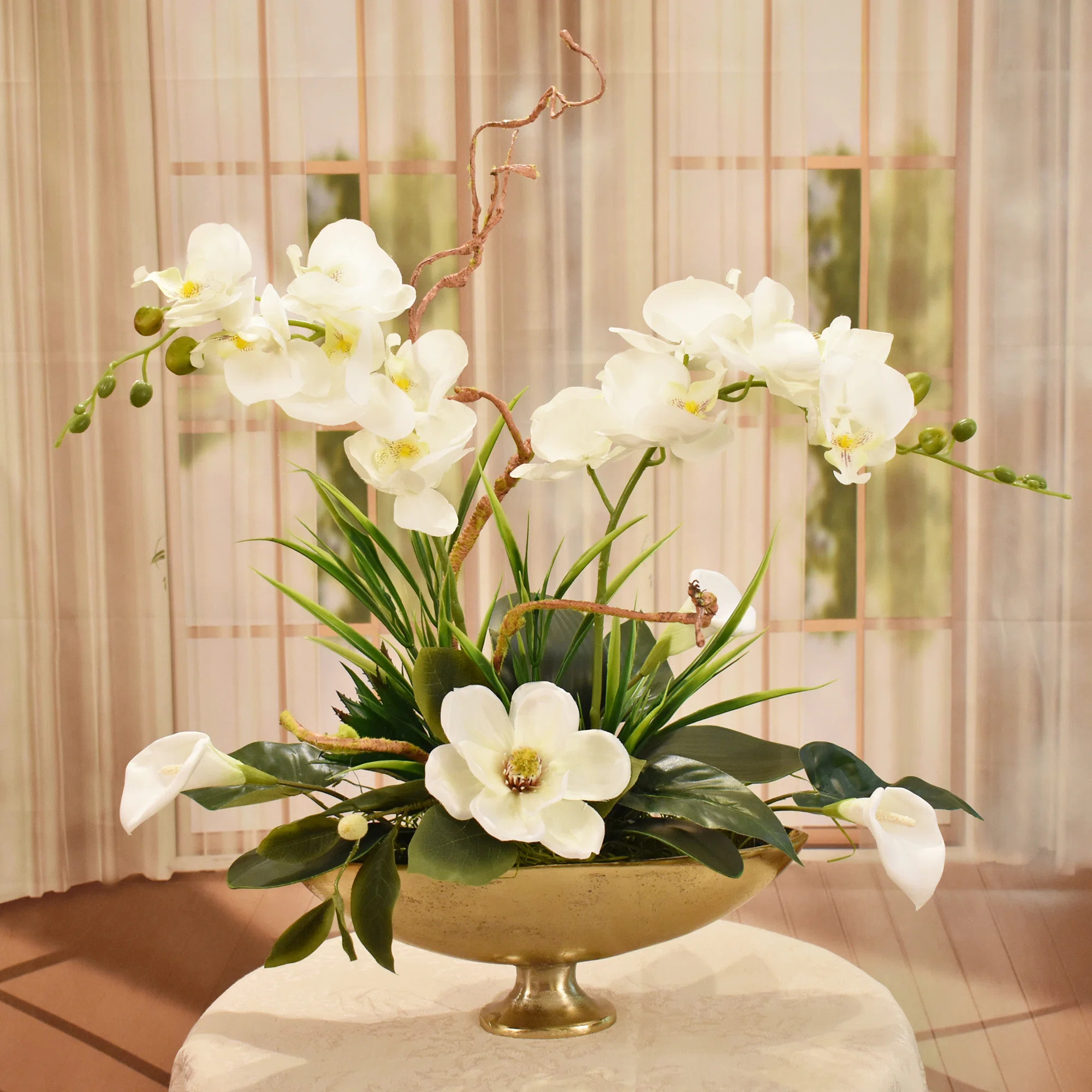 Faux Silk Orchid Arrangement in Vase | Wayfair North America