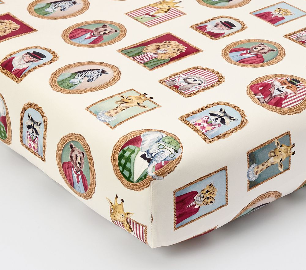 Chris Loves Julia Animal Frames Organic Crib Fitted Sheet | Pottery Barn Kids