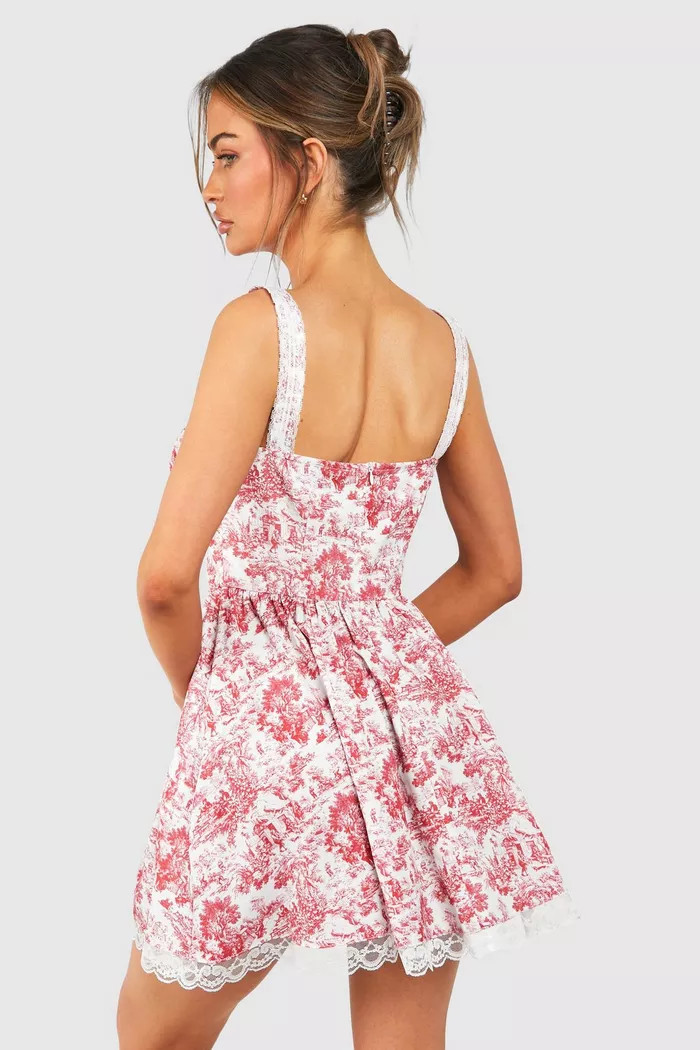 Porcelain Strappy Milkmaid Mini Dress | Boohoo.com (UK & IE)