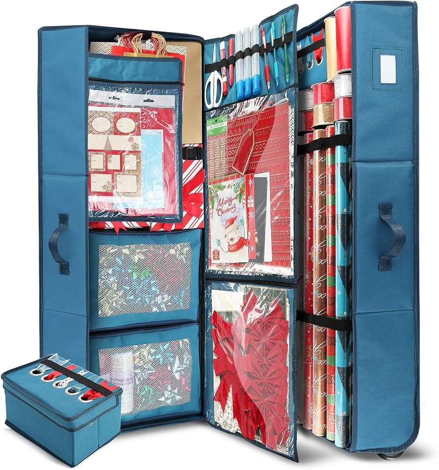 Hearth & Harbor Holiday Storage with Christmas Bins and Ribbon Organizer - Fade Resistant Wrappin... | Amazon (US)