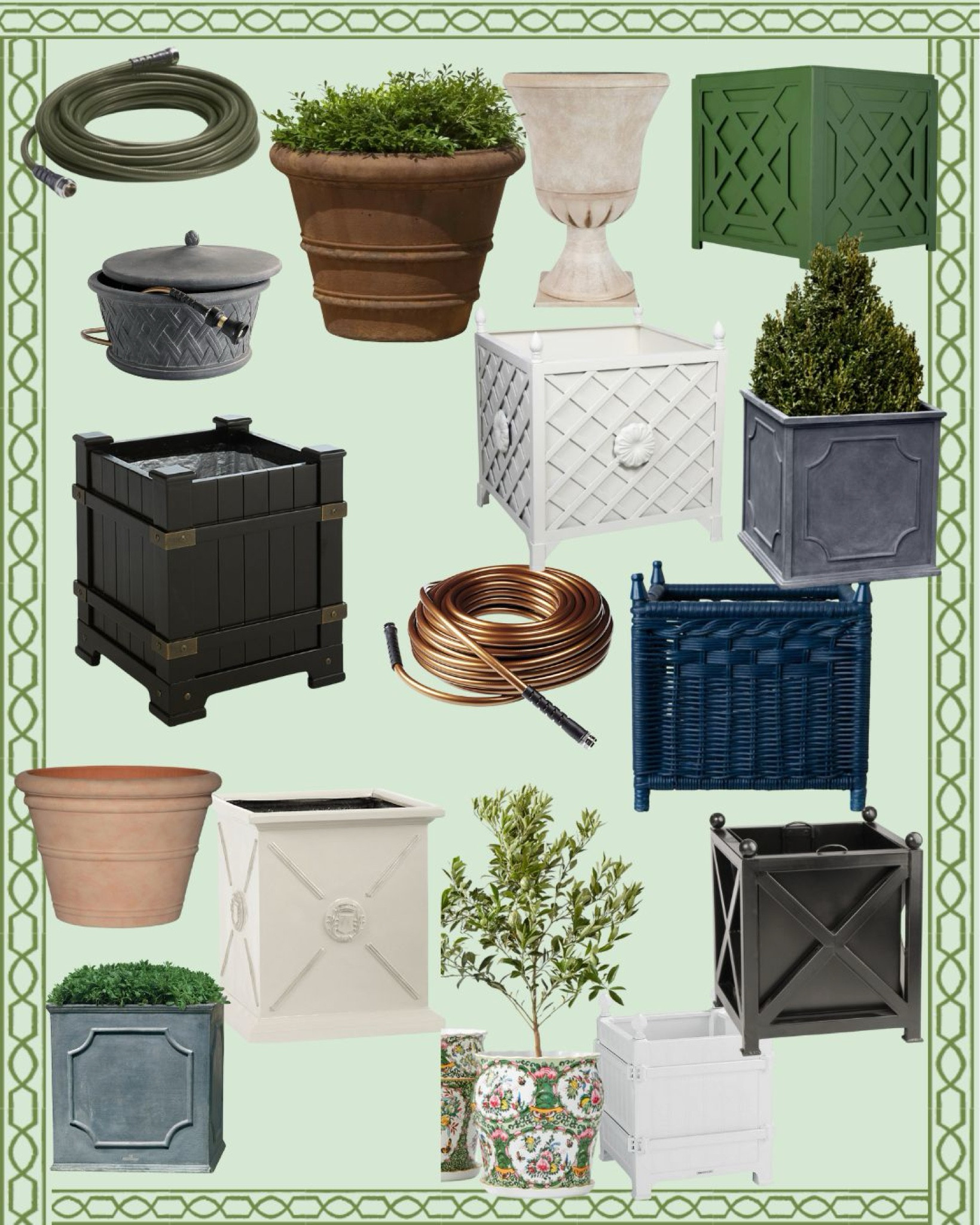 Planters, pots, garden hoses, and more! 
#planters 
#outdoor 
#garden 
#boxwood 
#frenchplanter 
#terracotapot 

#LTKSeasonal #LTKHome