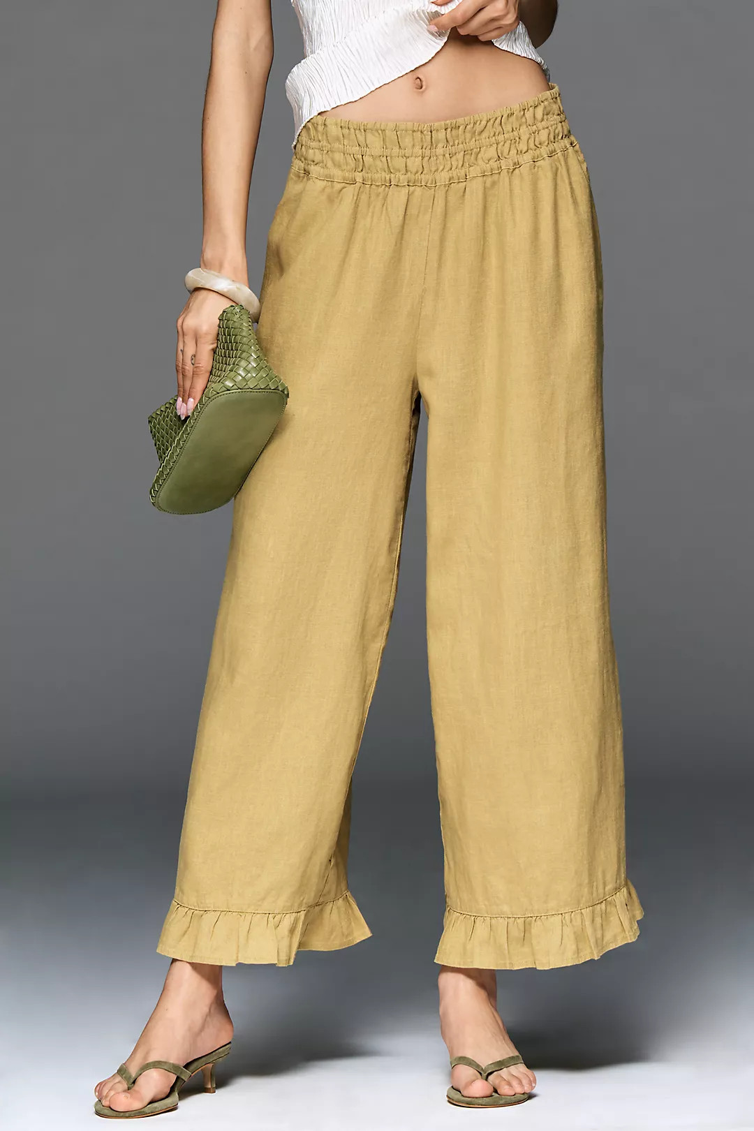 The Somerset Linen Petticoat Crop Pants | Anthropologie (US)