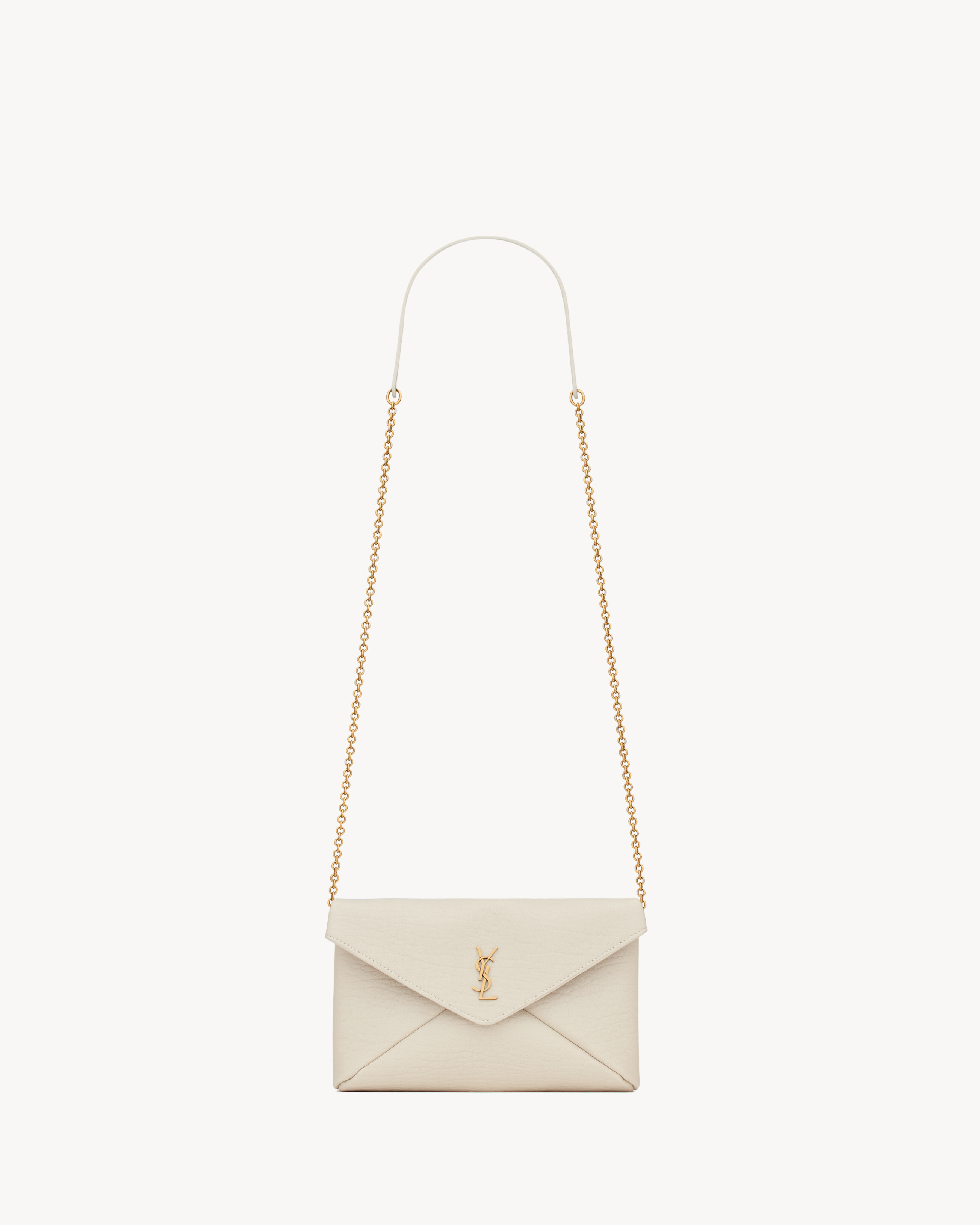 Cassandre Chain Clutch In Lambskin White One Size | Saint Laurent Inc. (Global)