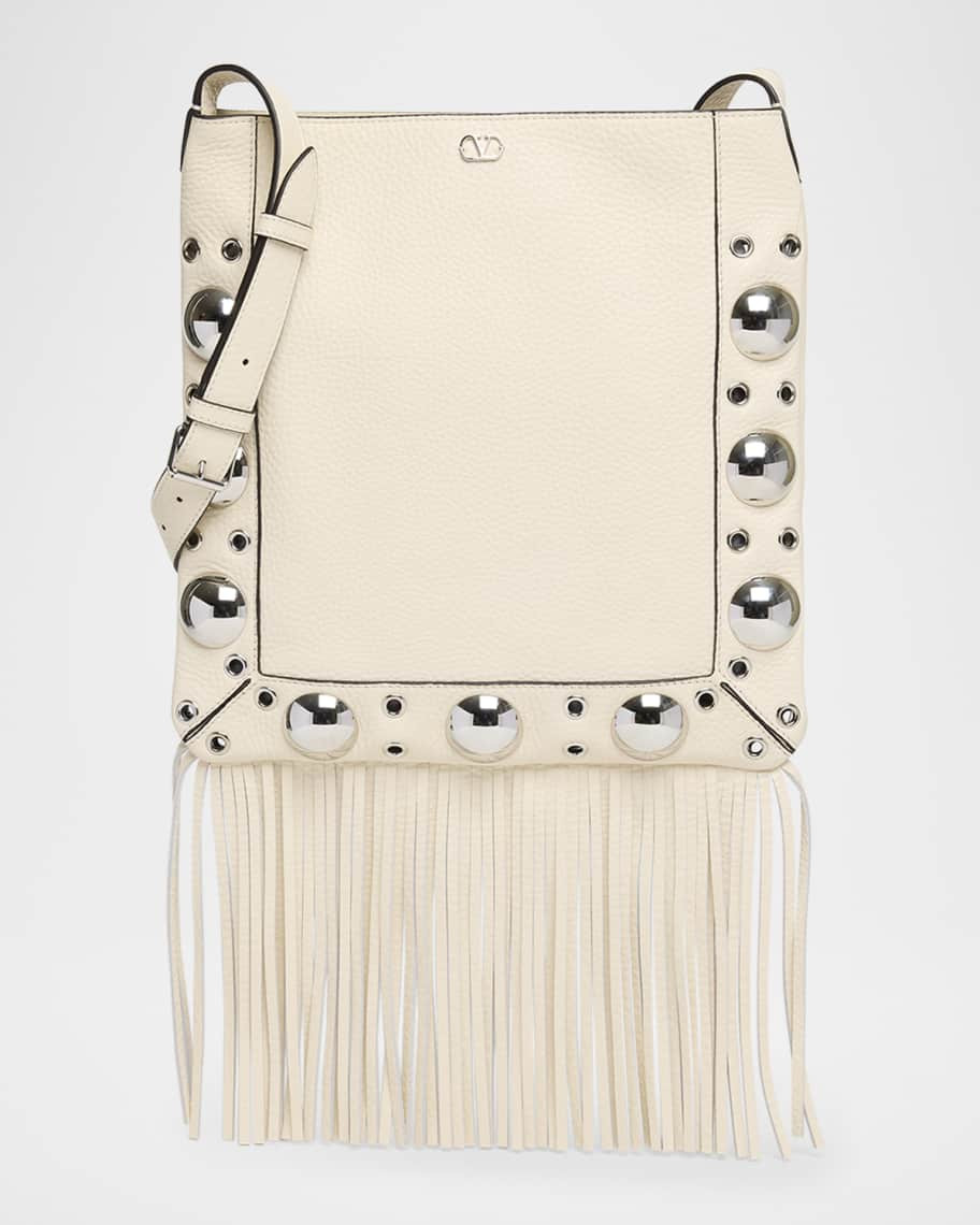 Valentino Garavani Nellcote Fringe Studded Leather Crossbody Bag | Neiman Marcus
