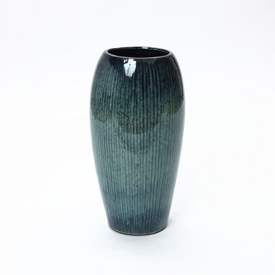 LuxenHome 23" Tall Ceramic Planter, Large Plant Pots with Drainage Hole, Blue | Target