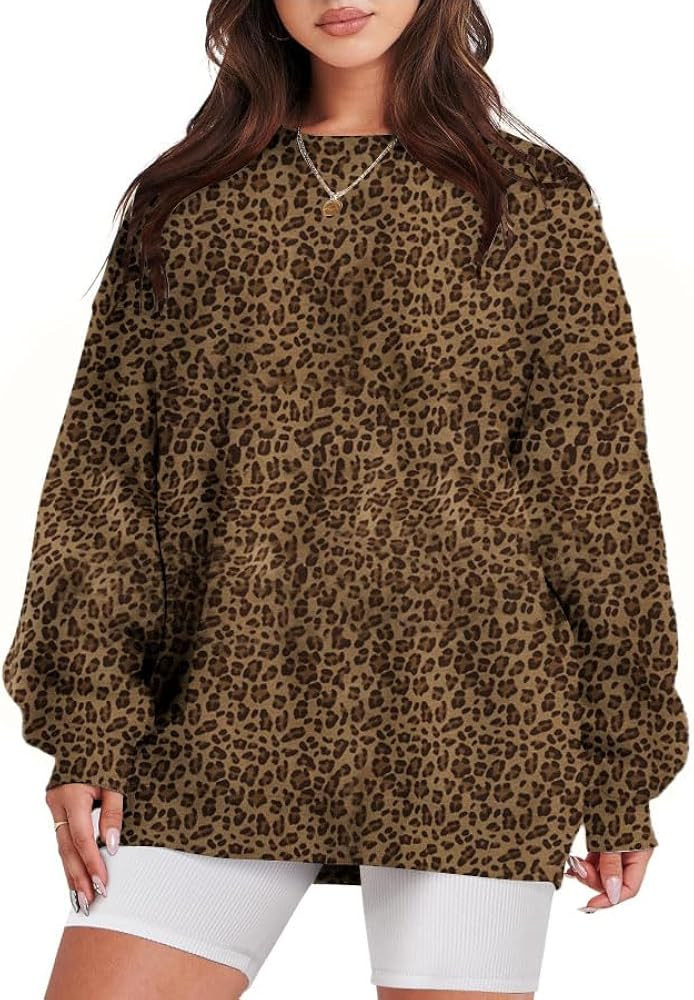 Womens Camo Sweatshirt Maple Leaf Print Oversized Camo Crewneck Sweatshirt Fleece Pullover Hoodie... | Amazon (US)