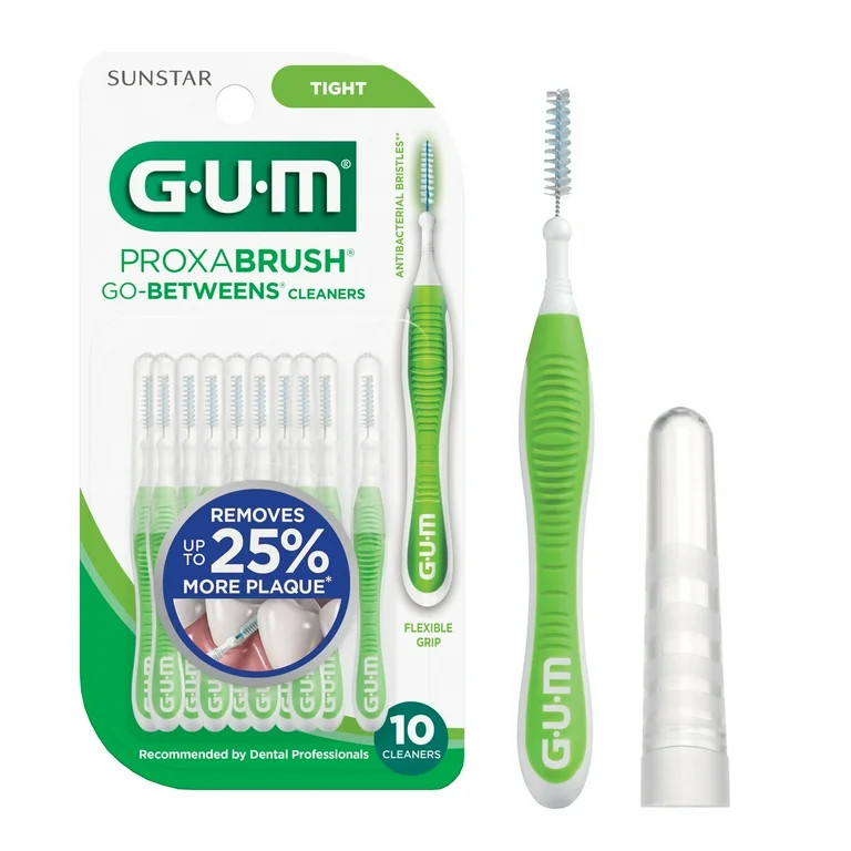 GUM Proxabrush Go-Betweens - Tight, Interdental Brushes, Soft Bristled Dental Picks, 10 Count | Walmart (US)