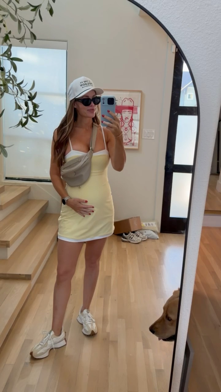 What I wore for a family walk recently! This super cute butter yellow active dress has built in shorts and I got it from @abercrombie! I sized up to a medium for the baby bump. 

Almost sold out and currently on clearance! I also linked a few other activewear dresses on sale. ✨

This fanny pack is one of my favorite bags — I have it in 3 colors. Made with real leather and such great quality!

#LTKootd #LTKActive #LTKSaleAlert