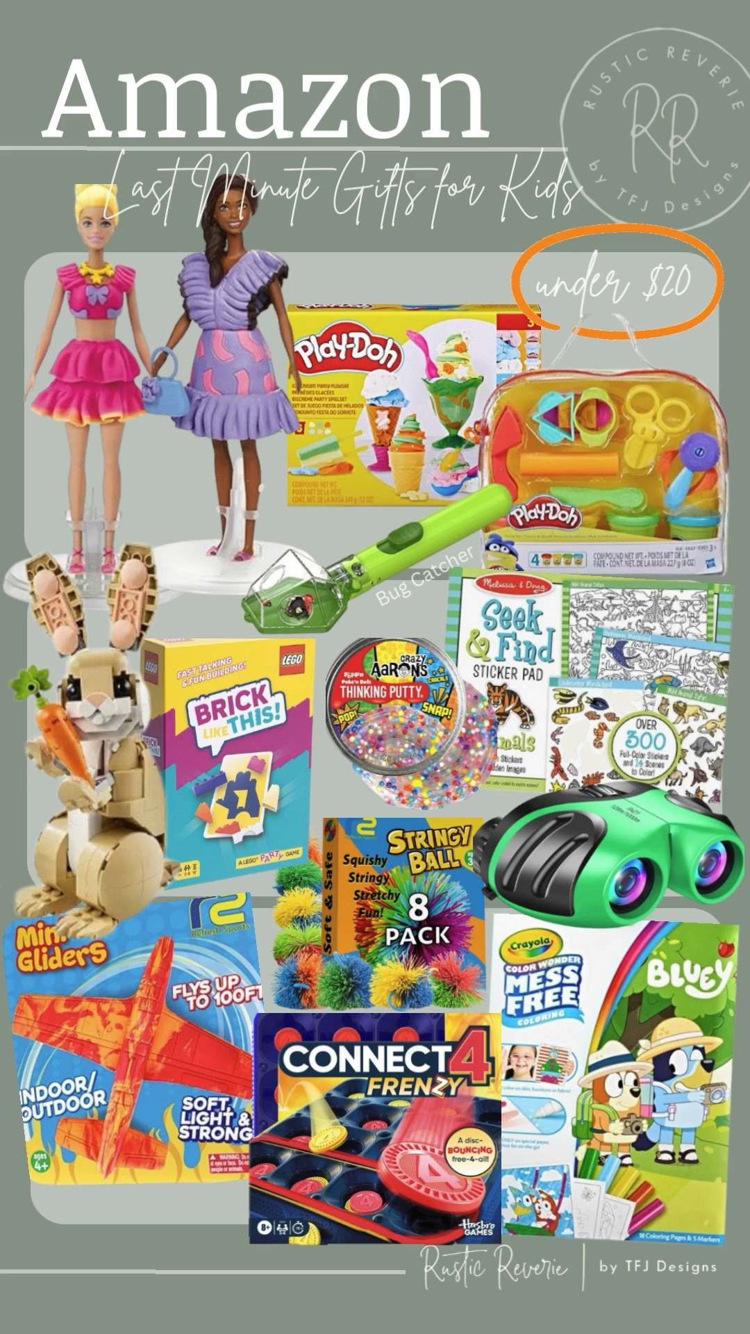 I’ve rounded up last minute gift ideas for KIDS! Under $20 and many under $10! 🎁 gift guide boy girl school age playdoh barbie lego bunny thinking putty bath bombs bug catcher binoculars airplane bluey

#LTKGiftGuide #LTKSaleAlert #LTKKids