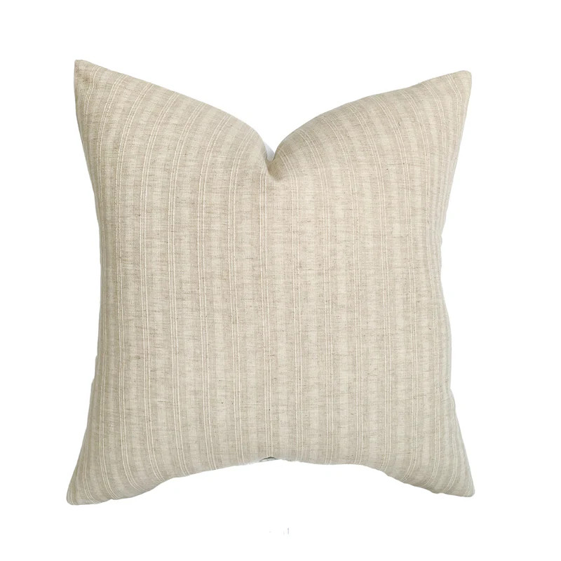 Sadie | Tan Cream Stripe Pillow Cover | Linen and James
