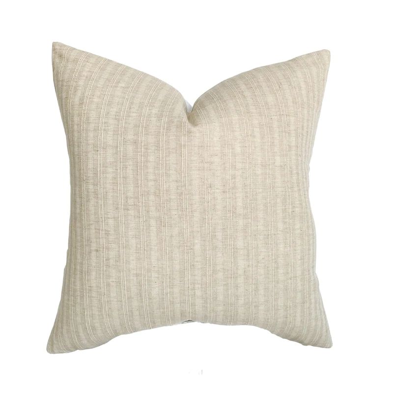 Sadie | Tan Cream Stripe Pillow Cover | Linen & James