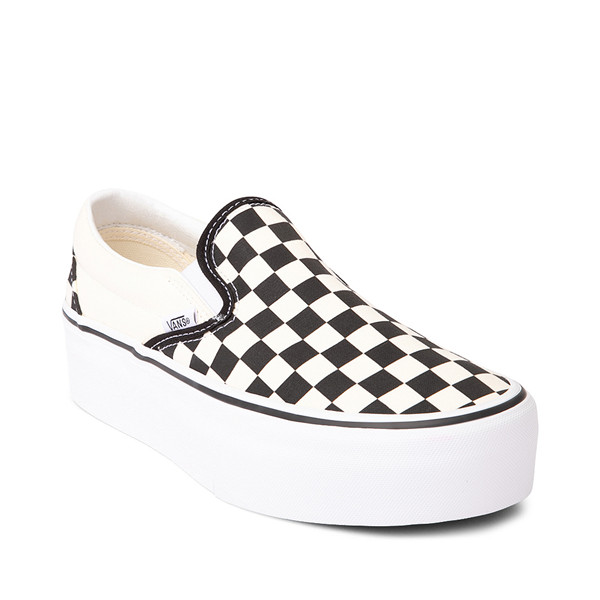 Vans Slip-On Stackform Checkerboard Skate Shoe - Black / White | Journeys
