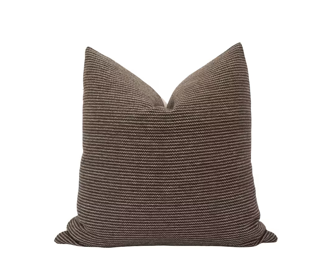 PHOENIX Woven Brown Pillow Cover Brown Stripe Pillow Dark - Etsy | Etsy (US)