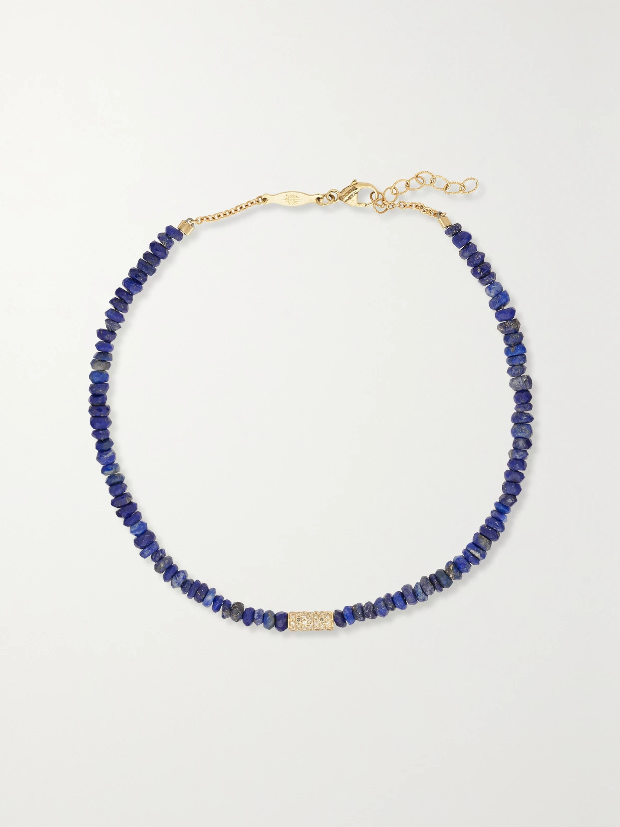 Jacquie Aiche - 14-karat Gold, Lapis Lazuli And Diamond Anklet - Blue | NET-A-PORTER (US)