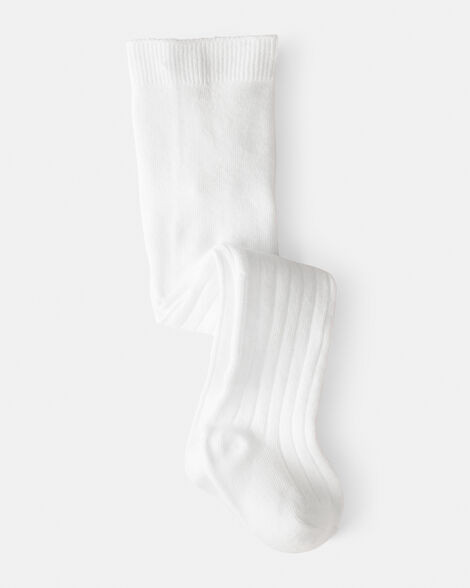 Baby Girl Rib Tights - White | Carter's Inc