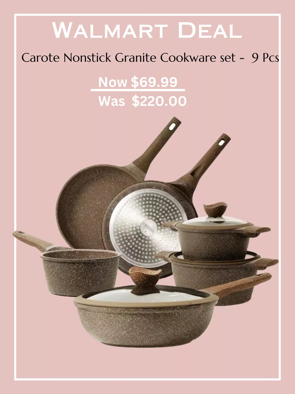 Nonstick Granite Cookware Set, 2 Pcs Induction Pan and Pot Set