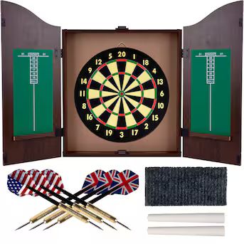 Toy Time Dartboard Cabinet Set - 18 Inch Self-Healing Dart Game with Walnut Finish - Includes 6 S... | Lowe's