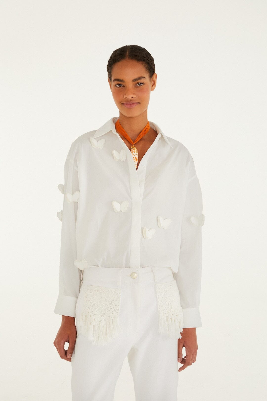 Off-White Butterflies Blouse | FARM Rio | FarmRio (US)