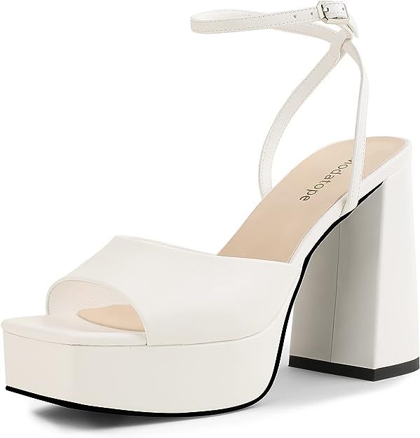Modatop Platform Heels for Women Platform Sandals Womens Chunky Heel Open Toe Pumps Ankle Strap W... | Amazon (US)