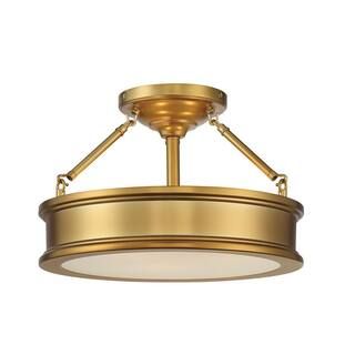 Home Decorators Collection Grafton 15 in. 3-Light Liberty Gold Semi-Flush Mount Ceiling Light 259... | The Home Depot