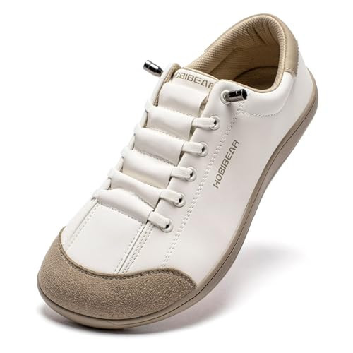 HOBIBEAR Leather Barefoot Shoes Lightweight Wide Toe Box Zero Drop Slip-on Shoes for Women(W-Beige Brown, Women 9.5) | Amazon (US)