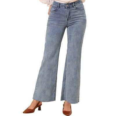 Allegra K Women's Stretch Denim Jeans Retro High Waist Straight Leg Ankle Pants | Target