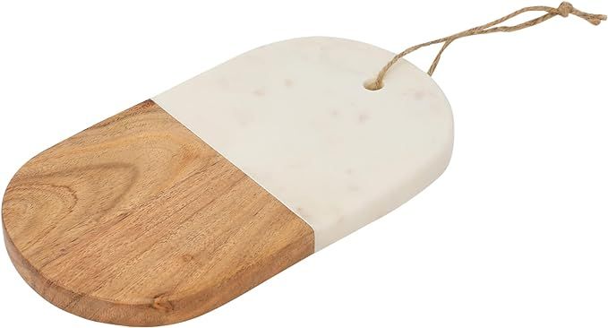 Creative Co-Op Marble and Acacia Wood Jute Tie, White and Natural Cutting Boards, 8" L x 5" W x 1... | Amazon (US)