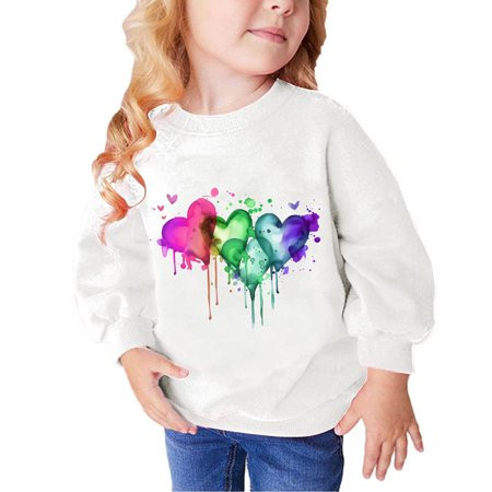 Avrntaa Toddler Girl Sweatshirt - Toddler Girl Love Heart Graphic Sweatshirts Kids Crewneck Sweatshirt White Sweatshirt Size 5-6Y | Walmart (US)
