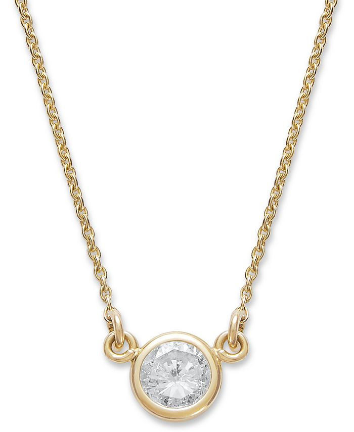 Bezel-Set Diamond Pendant Necklace (1/5 ct. t.w.) in 14K Gold or White Gold | Macys (US)